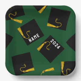 Creatieve afstudeerfeest groene papieren borden bordje