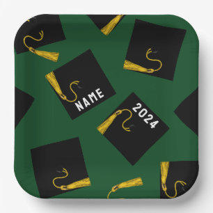 Creatieve afstudeerfeest groene papieren borden bordje