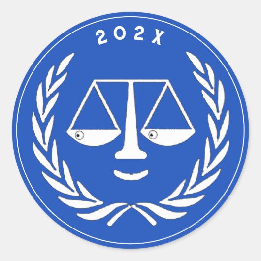 Creatieve afstuderen aan de rechtenfaculteit ronde sticker (Voorkant)
