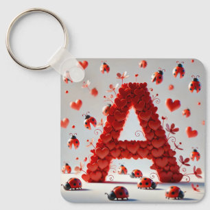 Creatieve Alfabet Letter A met Hartvormen Sleutelhanger