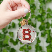 Creatieve alfabetletter B met hartvormen Sleutelhanger (Hand)