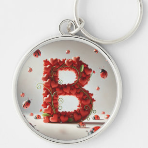 Creatieve alfabetletter B met hartvormen Sleutelhanger
