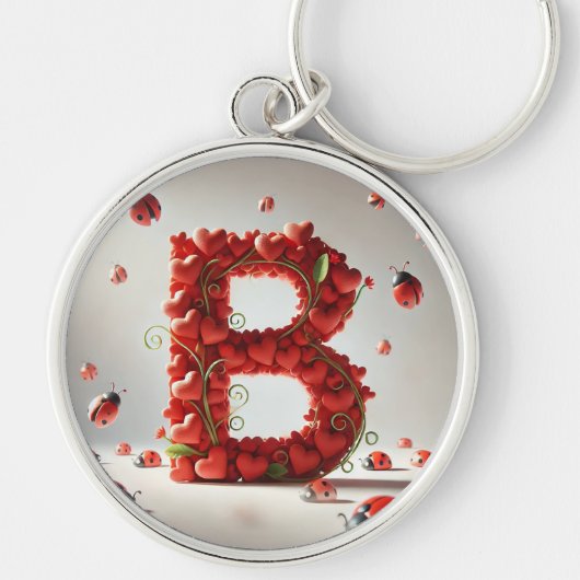 Creatieve alfabetletter B met hartvormen Sleutelhanger (Voorkant)