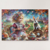 Creatieve Alice & Witte Konijn Waterverfteepartij Legpuzzel (Horizontaal)