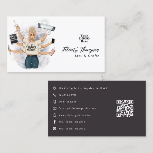 Creatieve Ambachtskoningin Stijlvol Merkdesign Visitekaartje (Voorkant / Achterkant)