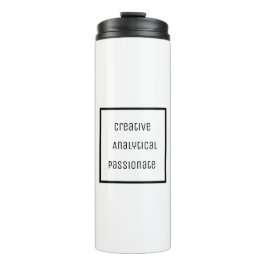 Creatieve, analytische, gepassioneerde thermische thermosbeker