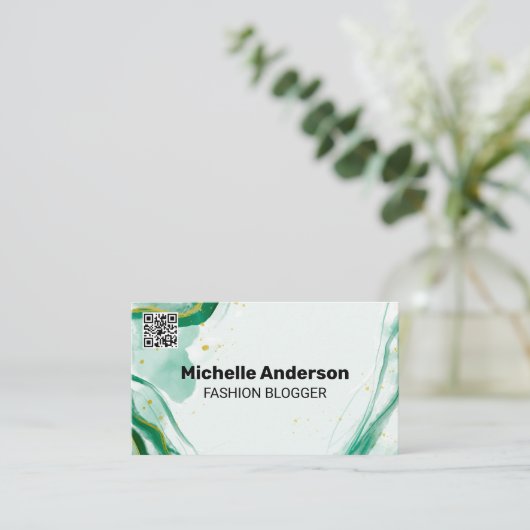 Creatieve aquarel kunst | QR-code visitekaartje (Staand voorkant)