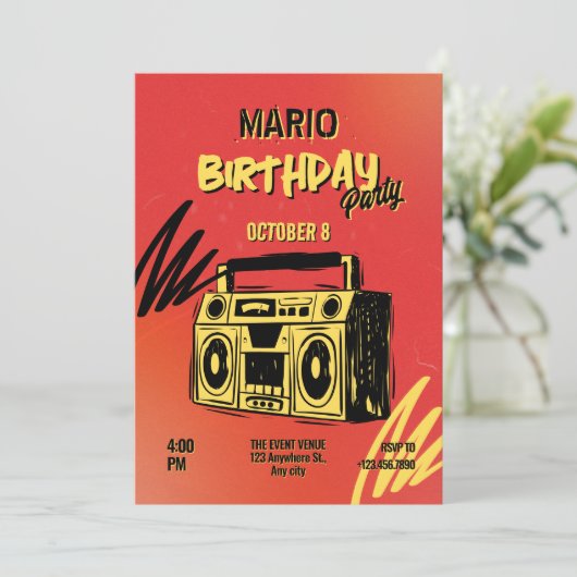 Creatieve artistieke street art muziek verjaardag kaart (Staand voorkant)