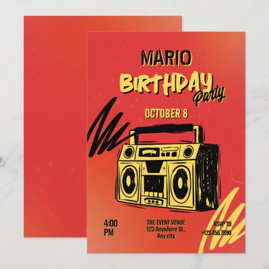 Creatieve artistieke street art muziek verjaardag kaart (Voorkant / Achterkant)