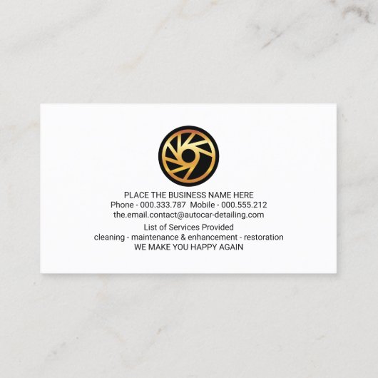 Creatieve Auto Placard Detail Visitekaartje (Achterkant)