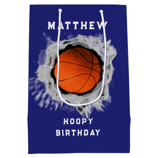 Creatieve Basketbal Verjaardag Medium Gift Bag Medium Cadeauzakje (Achterkant)