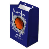 Creatieve Basketbal Verjaardag Medium Gift Bag Medium Cadeauzakje (Achterkant Gekanteld)