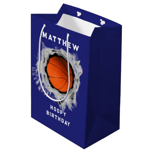 Creatieve Basketbal Verjaardag Medium Gift Bag Medium Cadeauzakje (Achterkant Gekanteld)