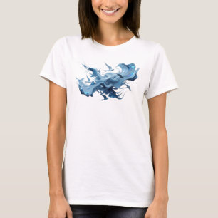 Creatieve Blauwe Abstracte Vogels Grafische T-shir T-shirt