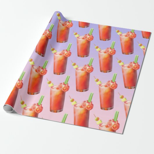 Creatieve Bloody Mary Cocktail Cadeaupapier (Uitgerold)