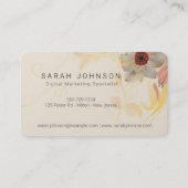 Creatieve Boheemse bloemen & veren met monogram Visitekaartje (Achterkant)