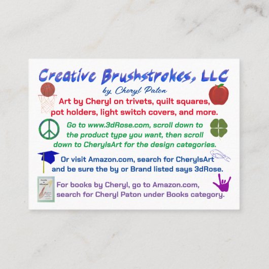 Creatieve borstels LLC visitekaartjes 2023 (Achterkant)