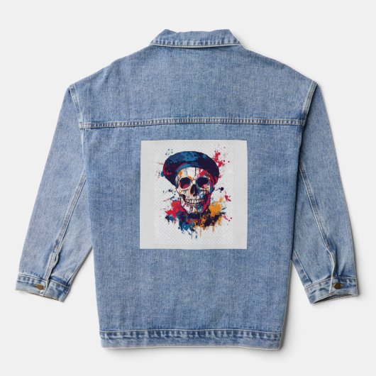 Creatieve botten � Grappige kunstenaar schedel Denim Jacket (Achterkant)