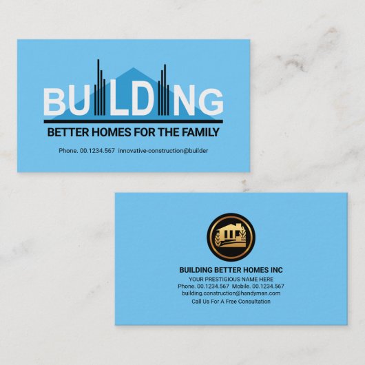 Creatieve BOUWBOUW-koppeling Visitekaartje (Voorkant / Achterkant)