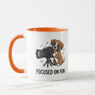 Creatieve Boxer Puppy Camera Oranje Koffie Theetij Mok