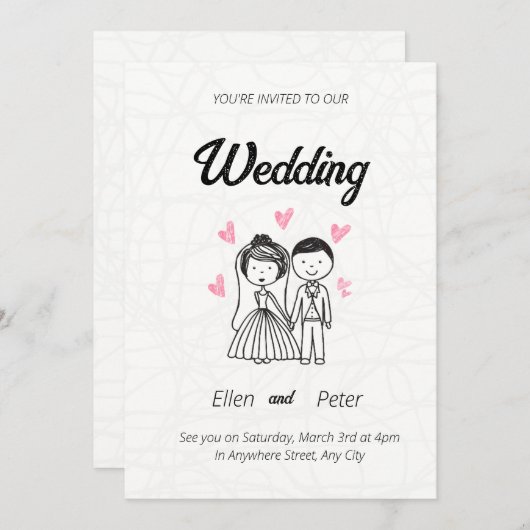 Creatieve bruiloft uitnodiging (Voorkant / Achterkant)