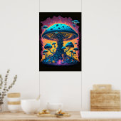 Creatieve buitenaardse psychedelische paddenstoele poster (Keuken)