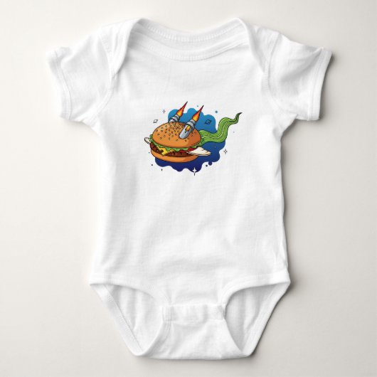 Creatieve Cartoon Burger Raket in de Ruimte Illust Romper (Voorkant)