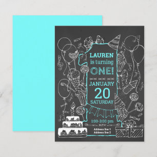 Creatieve Chalkboard Doodle Art Verjaardag Uitnodi Kaart