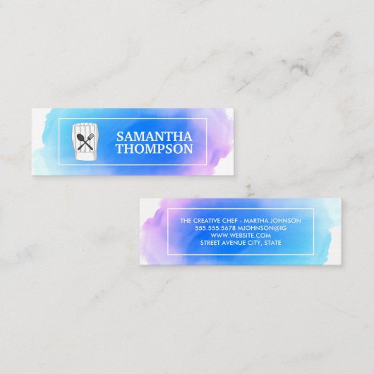 Creatieve Chef | Kookgerei Aquarel Mini Visitekaartje (Voorkant / Achterkant)