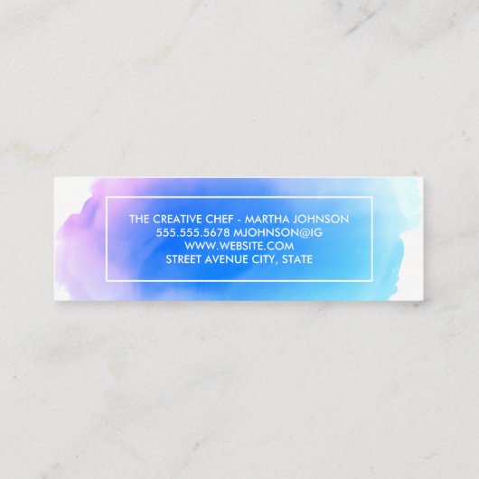 Creatieve Chef | Kookgerei Aquarel Mini Visitekaartje (Achterkant)