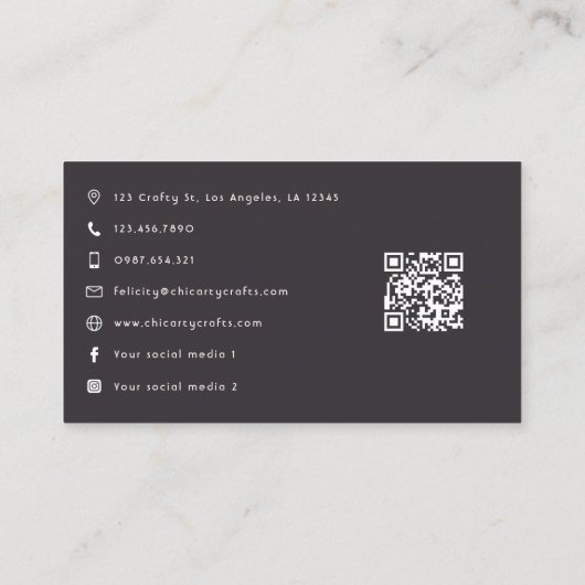 Creatieve Crafting Queen Stijlvol Branding Ontwerp Visitekaartje (Achterkant)