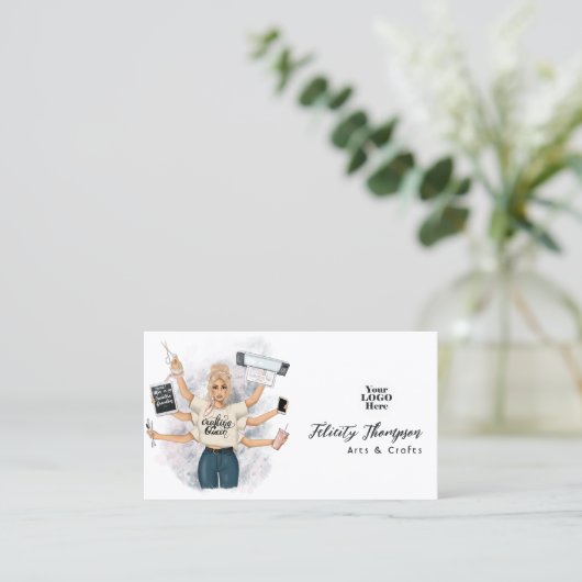 Creatieve Crafting Queen Stijlvol Branding Ontwerp Visitekaartje (Staand voorkant)
