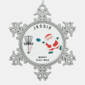 Creatieve Disc Golf Tin Sneeuwvlok Ornament (Voorkant)