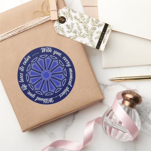 Creatieve eenvoudige kleur bloem geschenk moeder v ronde sticker (Geschenken)