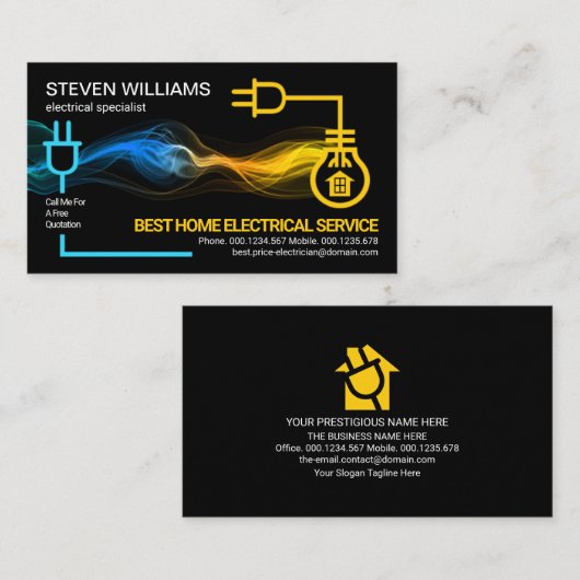 Creatieve Elektrisch Circuit Bliksem Elektricien Visitekaartje (Voorkant / Achterkant)
