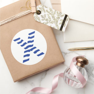 Creatieve en elegante blauwe letter X monogram Ronde Sticker