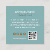 Creatieve Eucalyptus QR-code en sociale mediapicto Vierkante Visitekaartje (Achterkant)