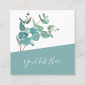 Creatieve Eucalyptus QR-code en sociale mediapicto Vierkante Visitekaartje (Voorkant)