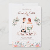 Creatieve Floral Illustratie Bruiloft Uitnodiging (Voorkant)