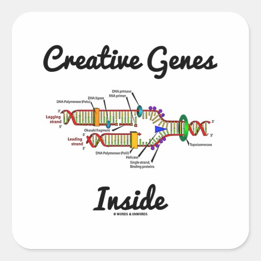 Creatieve genen binnen (DNA-replicatie) Vierkante Sticker (Voorkant)