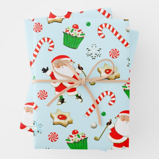 Creatieve golf kerstcadeau inpakpapier vel (In situ)