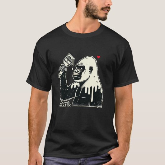 Creatieve Gorilla SchilderCool Artistieke Straatku T-shirt (Voorkant)