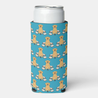 Creatieve Gouden Retriever Puppy Schrijver Blauwe  Seltzer Blikjeskoeler