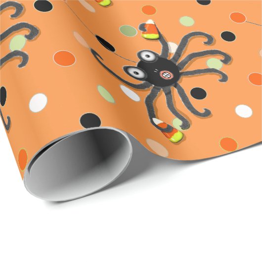 Creatieve Halloween Spider Polkadots Cadeaupapier (Rol Hoek)