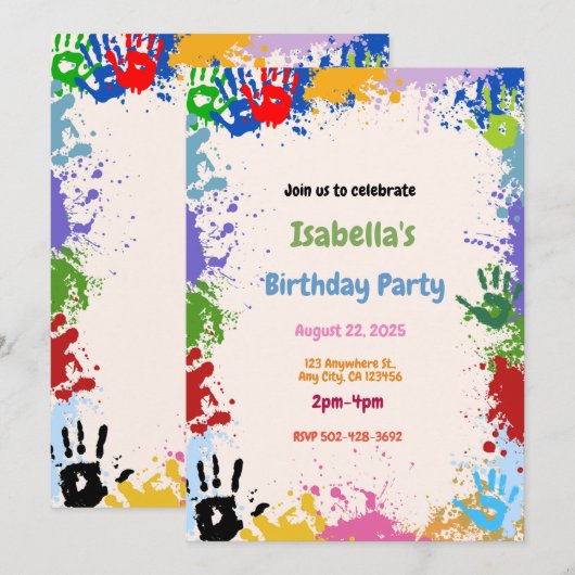 Creatieve Hand Paint Art verjaardagsfeestuitnodigi Feestdagenkaart (Voorkant / Achterkant)