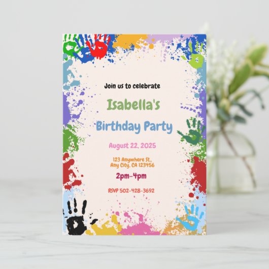 Creatieve Hand Paint Art verjaardagsfeestuitnodigi Kaart (Staand voorkant)
