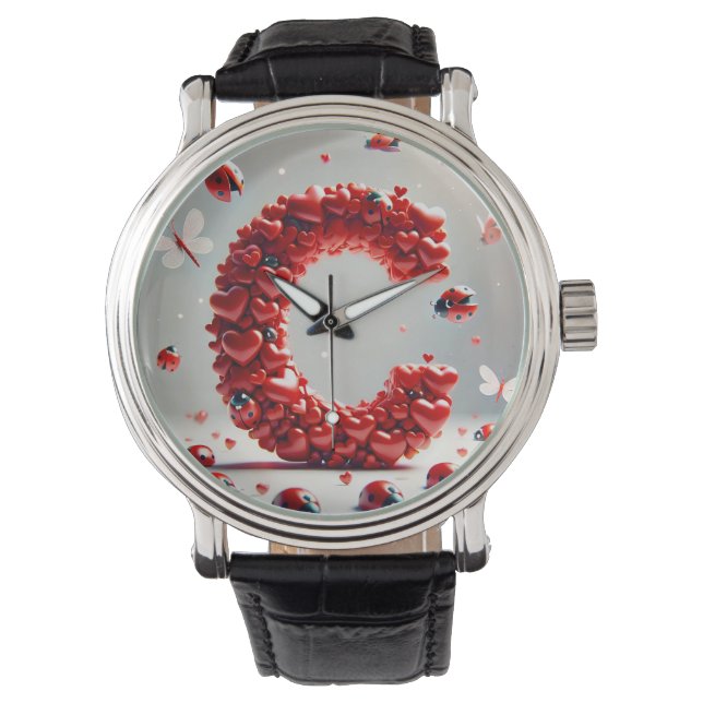 Creatieve Hartcluster Letter C Horloge (Voorkant)