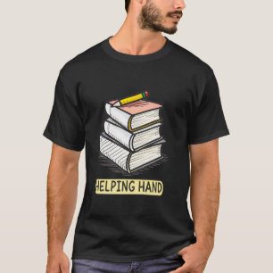Creatieve helpende hand boeken en potlood ontwerp t-shirt