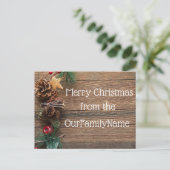 Creatieve houtnerf kerst aangepaste postkaart (Staand voorkant)