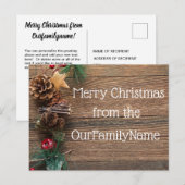 Creatieve houtnerf kerst aangepaste postkaart (Voorkant / Achterkant)